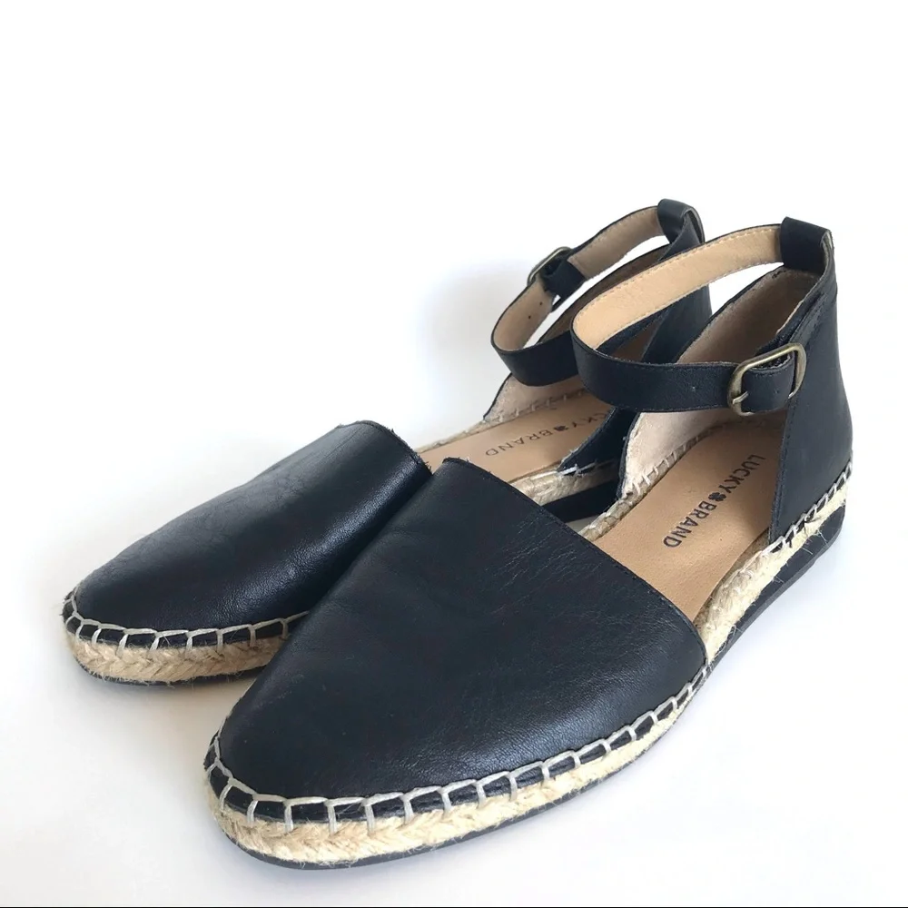 🖤 Lucky Black Leather Reniya Espadrilles 🖤 - Picture 5 of 10